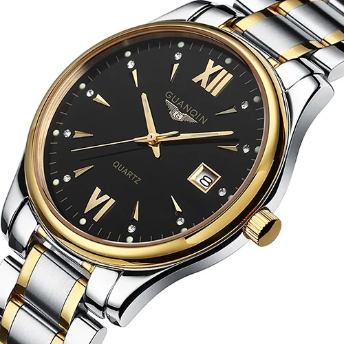 

GUANQIN Men Casual Watch Waterproof Luminous Date Stainless Steel Japanese Quartz Movement Analog Wristwatch