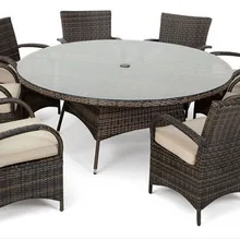 Торговая гарантия Классический 8 местный круглый ротанговый обеденный набор садовая мебель