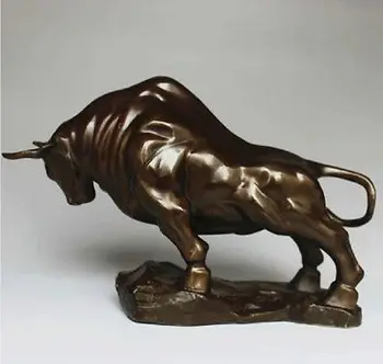 

Collectable Chinese Pure Copper Feng Shui wealth Money cow OX Bull Art Statue Garden Decoration 100% real Brass Bronze