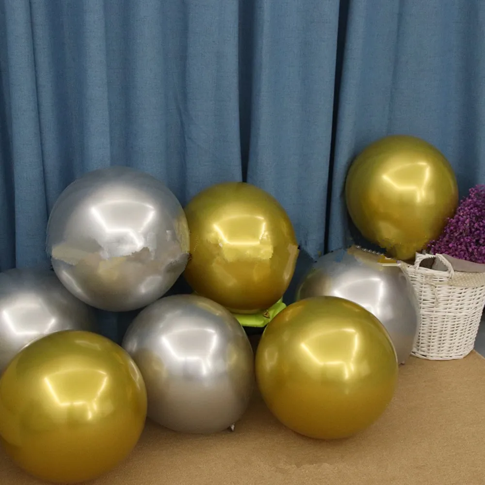 

20pcs/lot 18inch Metal Balloon Gold Silver Round Bubble Birthday Party Helium Balloon Decor Wedding Festival supplies BBB0397