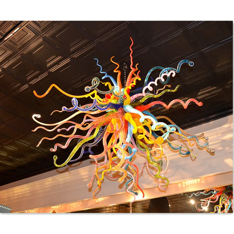 Multi-color Small Art Lamps LED Blown Glass Chandelier Lightings Store Decoration