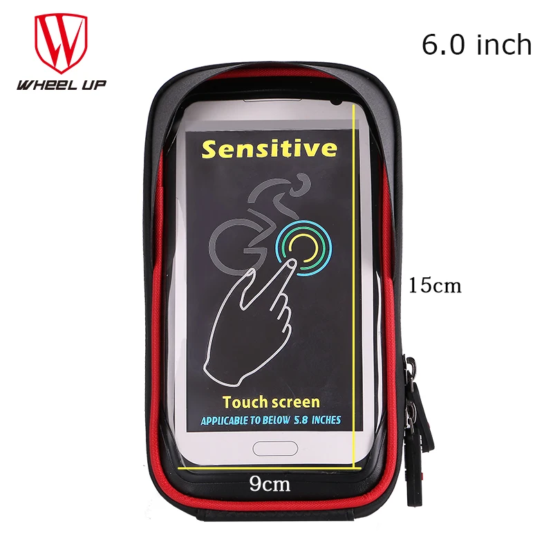 WHEEL UP Waterproof MTB Road Bike Bicycle Front Bag Cycling Pouch Cellphone Bag Cycling Top Tube Frame Handlebar Bag 6.0 inch WHEEL UP Waterproof MTB Road Bike Bicycle Front Bag Cycling Pouch Cellphone Bag Cycling Top Tube Frame Handlebar Bag 6.0 inch