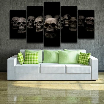 

Halloween Retro Home Decor Skeleton Abstract Wall Art Picture Canvas Print Skulls Poster Painting for Bedroom Office Wall Decor