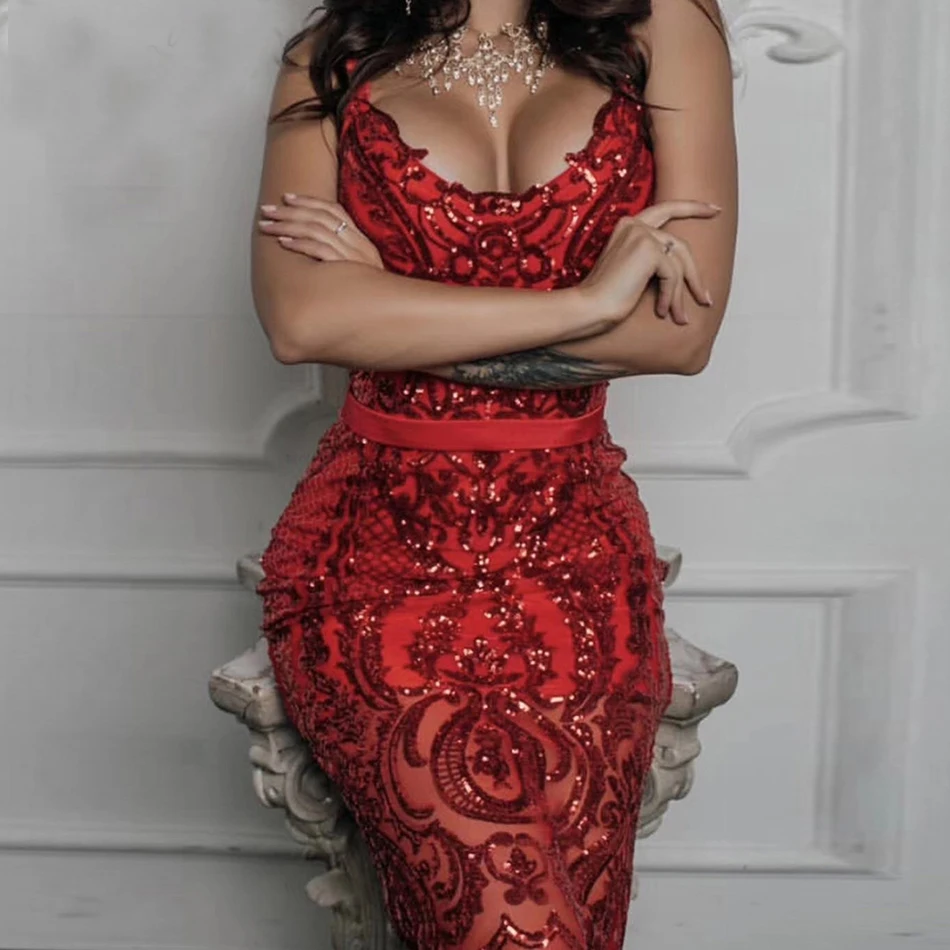 Высокое качество, женское сексуальное платье с v-образным вырезом и блестками, сексуальное вечернее платье, элегантное красное дизайнерское платье