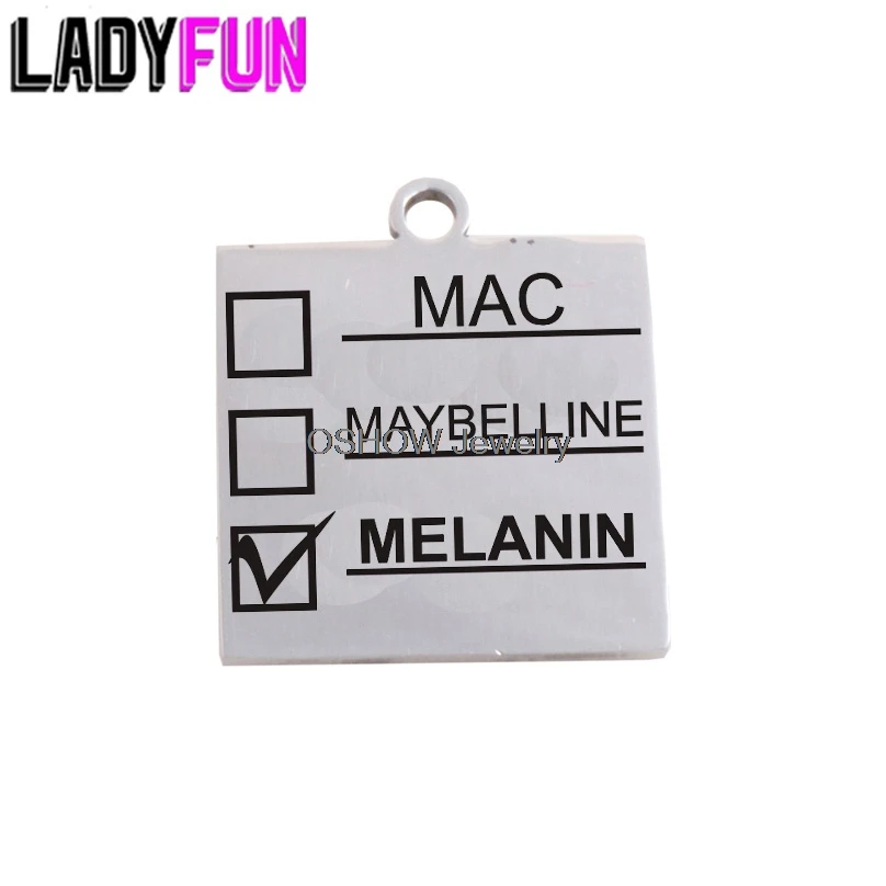 Ladyfun настраиваемая Подвеска из нержавеющей стали с подвеской MAC, меланин, макияж, Mac Maybelline, меланин, Подвески для изготовления ювелирных изделий своими руками