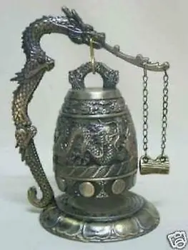 

Pop! Hot Sell ! New famous Tibet Bronze Buddhist Dragon Singing bell lucky Garden Decoration 100% real Tibetan Silver Brass
