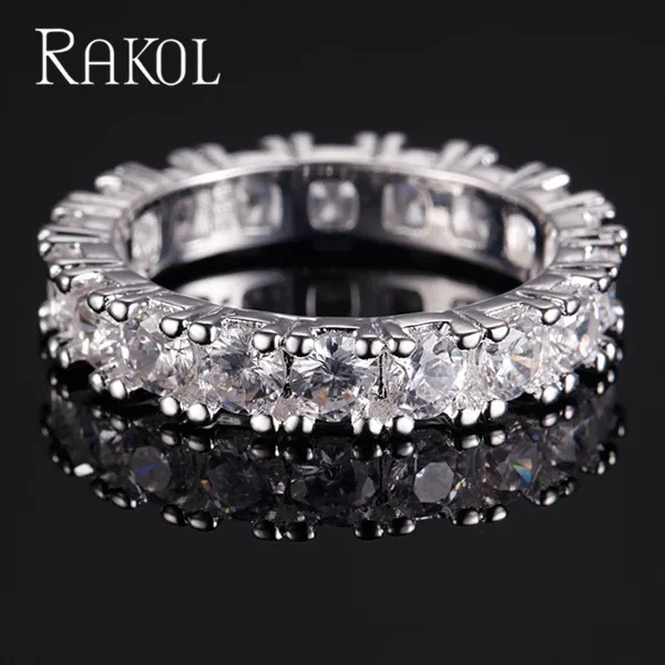 RAKOL Топ Новая мода AAA кубический циркон багет палец кольца медь база для женщин Свадебные украшения подарок RR146K