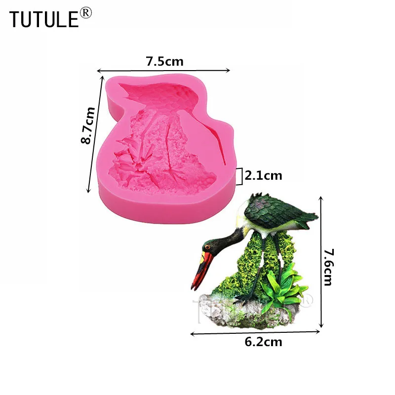Гаджеты, 3d силиконовые формы пищевого класса журавль аист цапля птица дикой природы конфеты плесень, высоко детализированный красно-коронованный кран плесень