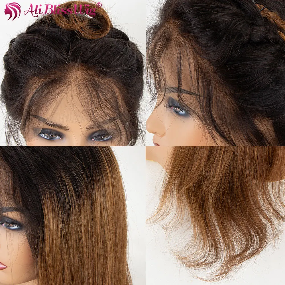 360 Синтетические волосы на кружеве al парик с эффектом деграде(переход от темного к-каштановые прямые Синтетические волосы на кружеве парики из натуральных волос для Для Женщин Бразильские Remy Хвост натуральных волос