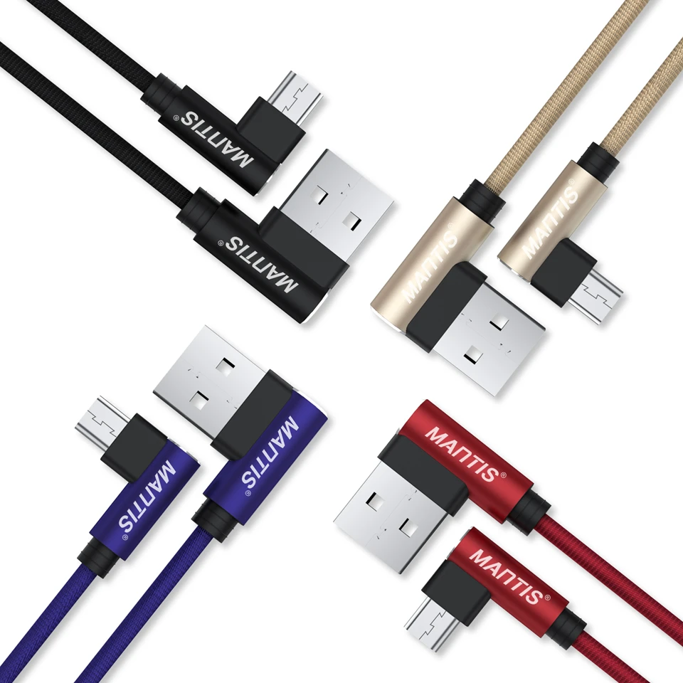 Micro USB кабель MANTIS 3 м 2 м 1 м 90 градусов нейлоновый кабель для синхронизации данных и быстрой зарядки для samsung huawei Xiaomi Oneplus Redmi