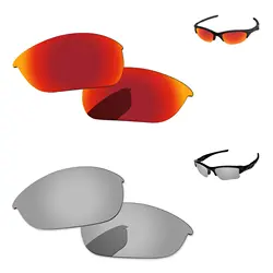Серебристый Хром и огненно-красный 2 пары зеркало Поляризованные замены линзы для половины солнечные очки к куртке Frame 100% UVA и UVB Защита
