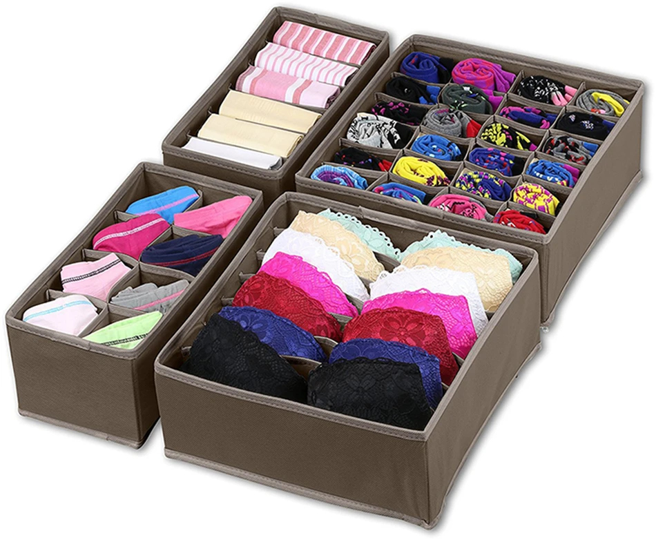 BAISPO набор из 4 предметов, модное нижнее белье, коробка для хранения бюстгальтера, отделочный кронштейн, домашний контейнер для хранения носков, шарфов, трусы, контейнер для хранения
