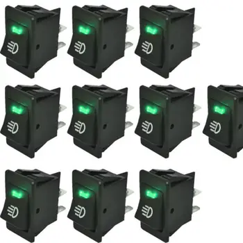 

Lot10 12V 35A Car Fog Light Rocker Switch 4Pin Green LED Dash Dashboard Sales US