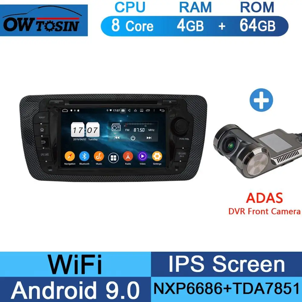 " ips 8 Core 4G+ 64G Android 9,0 автомобильный dvd-плеер для Seat Ibiza 2009 2010 2011 2012 2013 gps навигация радио DSP попугай BT - Цвет: 64G Adas Camera