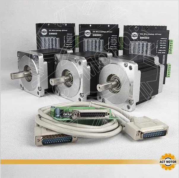 

Free Ship From Germany!ACT 3PCS Nema34 Stepper Motor 34HS9456 Single Shaft 4Lead 1090oz 99mm 5.6A+3PCS Driver DM860 7.8A 80V