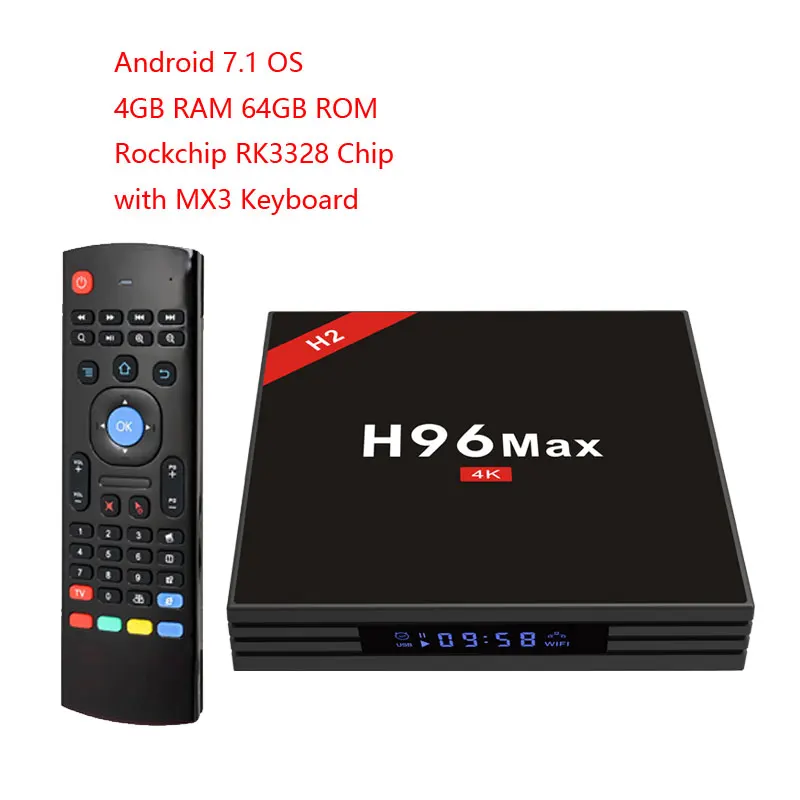 4GB 64GB TV BOX MX3 H96 MAX H2 Android 7,1 4g 64g Декодер каналов кабельного телевидения 4 k Ultra HD H.265 Смарт ТВ-бокс с USB 3,0 двойной Wifi 2,4/5,0g медиаплеер PK x96 мини - Цвет: 4GB 64GB TV BOX MX3