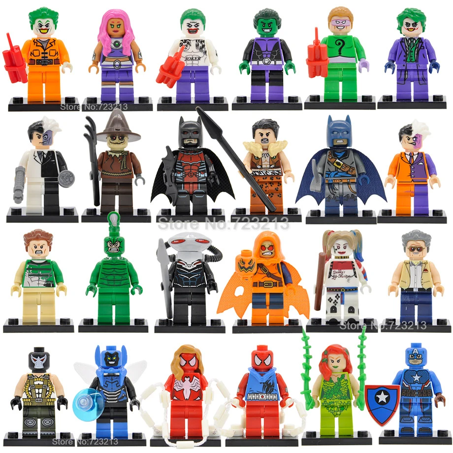 

DC Starfire Beast Boy Black Manta Figure Marvel Scarlet Stan Lee Sandman Blue Beetle Scorpion Building Blocks Super heroes Toys