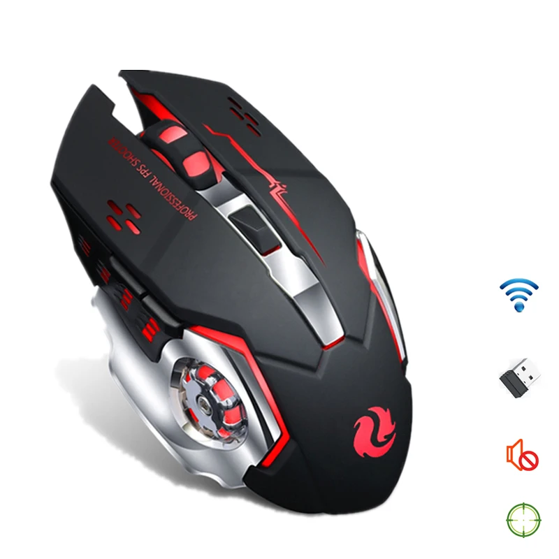 Gearwheel Беспроводная игровая мышь с подсветкой перезаряжаемая светящаяся USB 2 4 ГГц