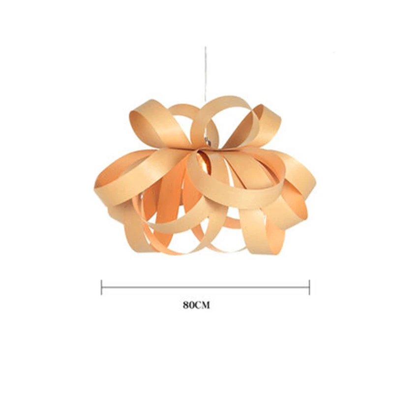 Скандинавская деревянная бабочка светодиодный подвесной светильник для гостиной, спальни светодиодный подвесной светильник из дуба/вишневого дерева/грецкого ореха ресторанный светильник - Цвет корпуса: Oak Wood 80CM