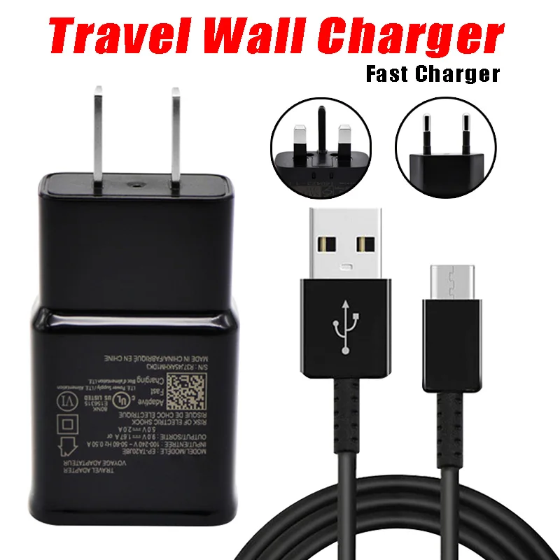 

High Quality Fast Charger Quick Travel Wall Adapter for Samsung Note 8 9 S8 S9 Plus 1.2M Type C Cable 9V1.67A