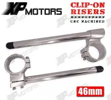 New 46mm CNC Billet Handlebars Clip-On 1″ Riser Clamp Kits Universal Fits 46mm Forks Silver