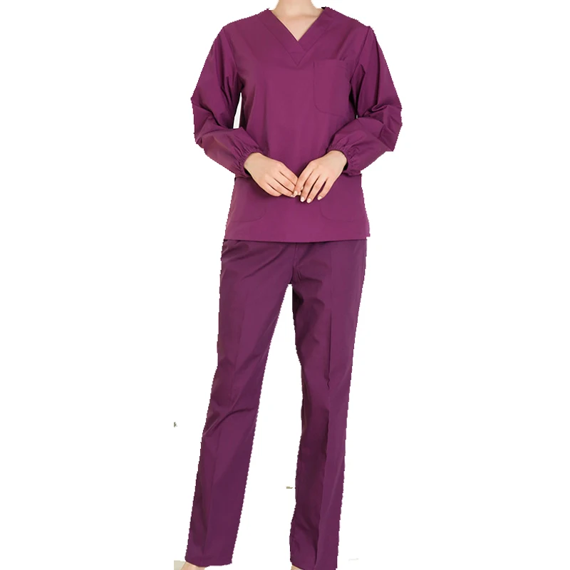 

[SET] Women's long sleeve Scrubs Set Medical Nursing Uniform top and pant