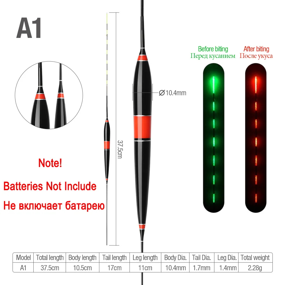 DONQL автоматически напоминает умная Светодиодная лампа для рыбалки поплавок с рыбным укусом, светящийся поплавок, Электрический ночной поплавок без аккумулятора - Цвет: A1 (NO Battery)