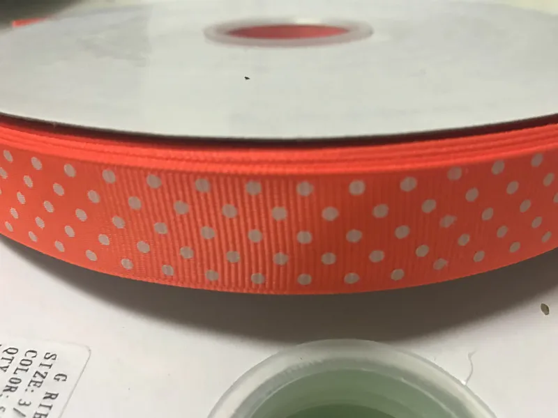 Новое поступление 3/"(20 мм) корсажная лента в горошек печатные ленты с точками в белый горошек, аксессуары для волос DIY всего 20 цветов - Цвет: small dot orange