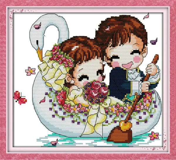 

Happiness boat Printed on Canvas DMC Counted Chinese Cross Stitch Kits printed Cross-stitch set Embroidery Needlework