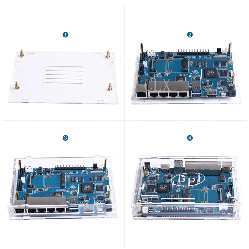 Banana Pi R2 BPI-R2 четырехъядерный 2 Гб ОЗУ с SATA WiFi Bluetooth 8 ГБ eMMC demo одноплатный + акриловый чехол + 12 В 2A DC power