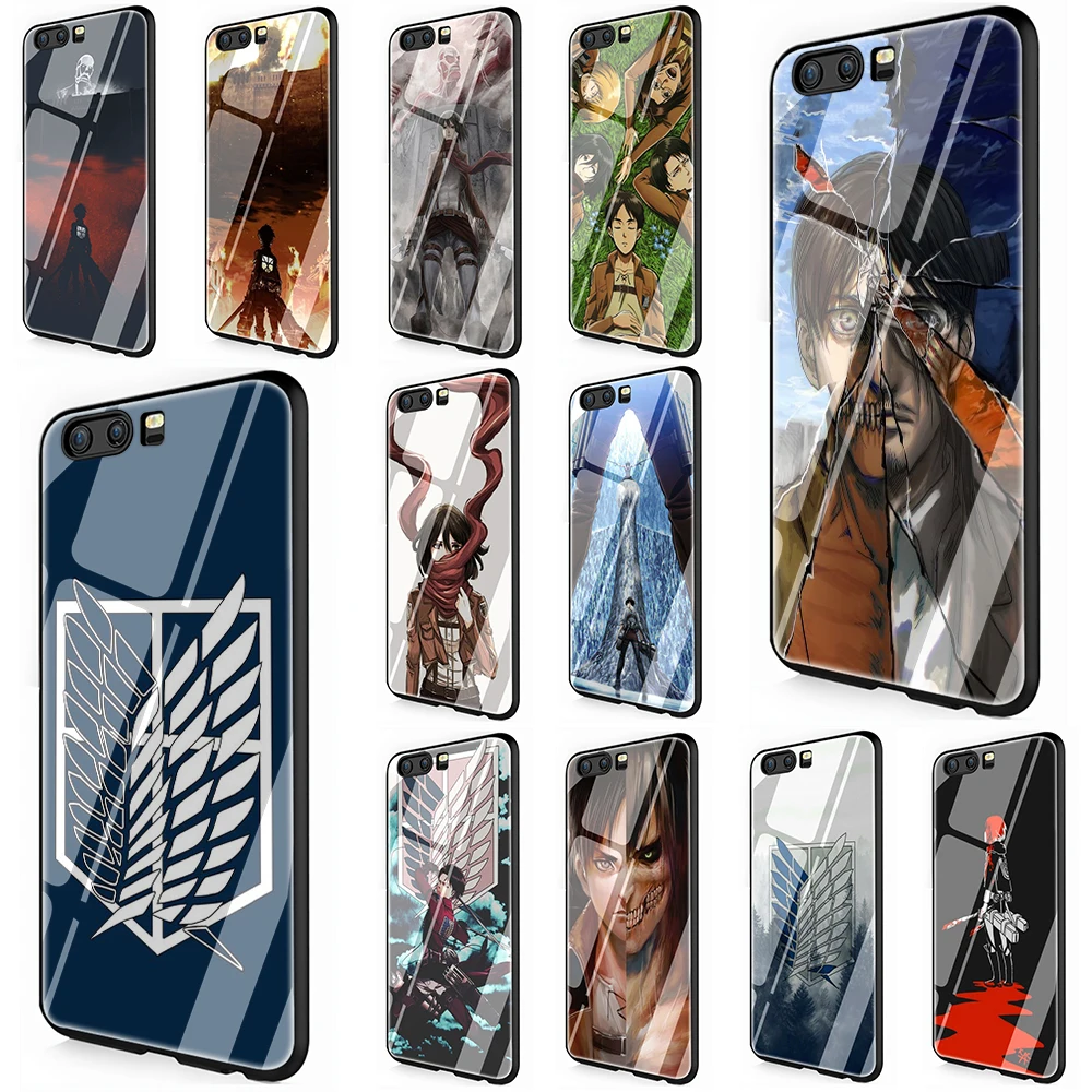 

Attack on Titan Tempered Glass Phone Cover Case For Huawei Y9 2019 Honor 8X 7A pro P10 20 Lite Pro Mate 20 Lite Pro