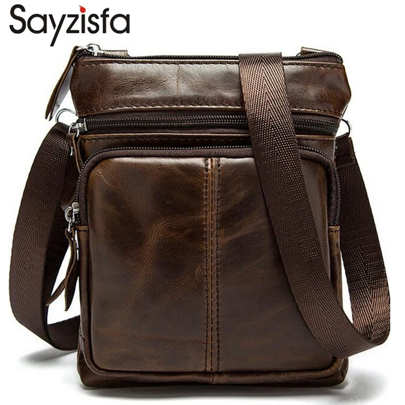 Sayzisfa 2017 new Men Bag genuine leather Messenger Bag Small Coin Purse Shoulder Bag For man