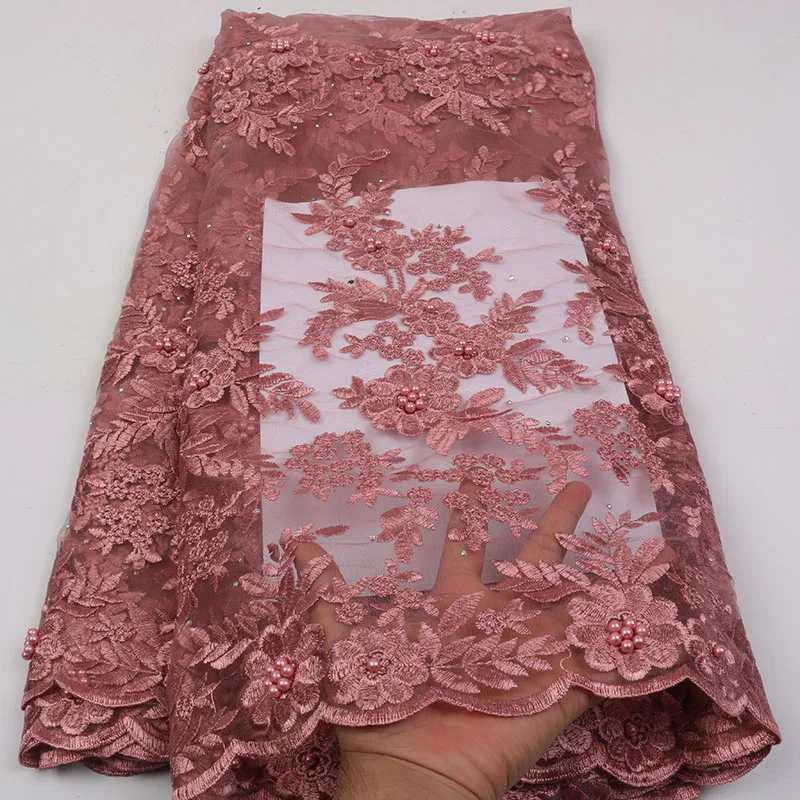 Африканская кружевная ткань высокого качества, французский тюль кружева ткани, вышивка 3D Цветы Кружева для нигерийского свадебного платья KS2291B