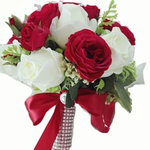 Красный свадебный букет невесты красная роза сена Свадьба китайский стиль студия реквизиты для свадебной фотографии