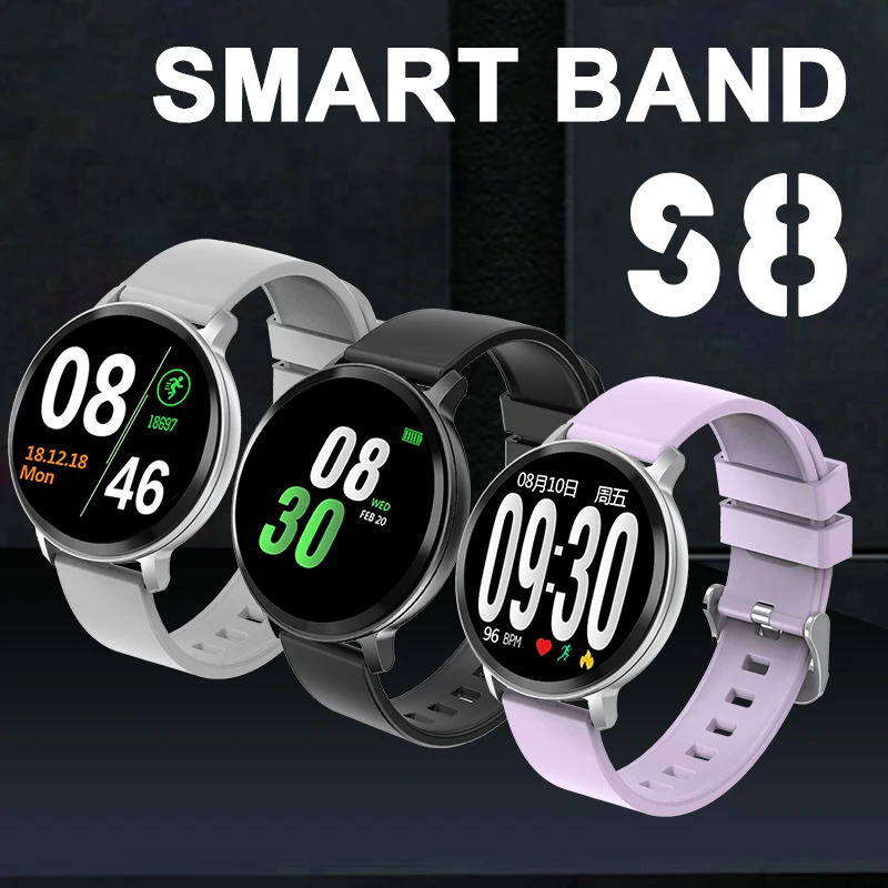 

S8 Smart Watch 2019 Heart Rate Monitor Blood Pressure Pedometer Watch Smart Reminder Clock Watch connect Android IOS PK Q8 Q9