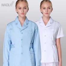 Для женщин Твердые Скраб Куртки консультации Лабораторные халаты зимние Длина белый поплин Спецодежда медицинская Твердые Скраб Куртки доктор Костюмы