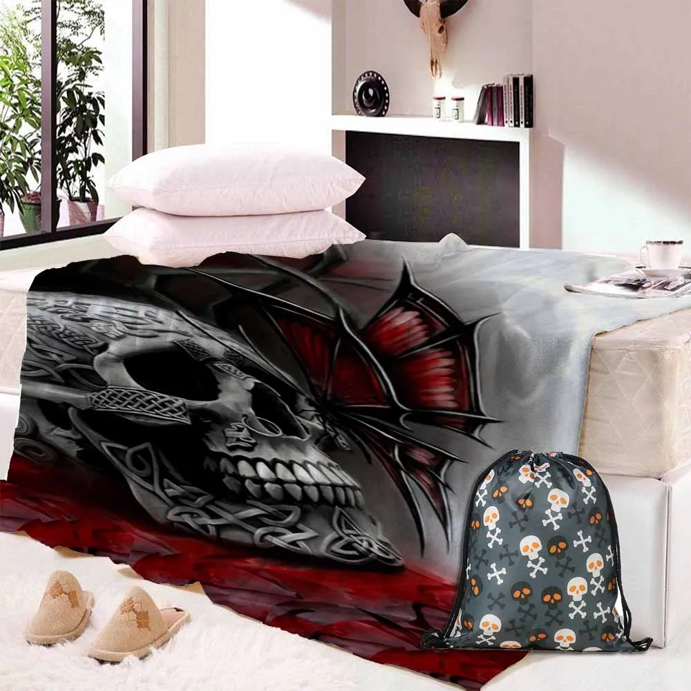 

Custom Print Skull Cartoon Blanket Super Soft Sherpa Fleece Winter Warm Blanket Blankets For Adults Travel Throw Blanket Manta