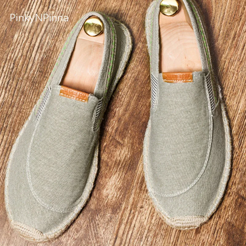 vintage men's casual canvas loafers flat hemp bottom Espadrilles driving soft shoes for holiday beach sailing Bohemian style vintage men's casual canvas loafers flat hemp bottom Espadrilles driving soft shoes for holiday beach sailing Bohemian style