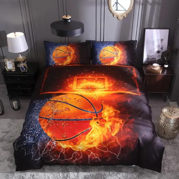 Bonenjoy 3D постельный набор баскетбол и огонь пододеяльник наборы футбол Один размер покрывало полный размер постельное белье Китай Комплект постельного белья - Цвет: type 1