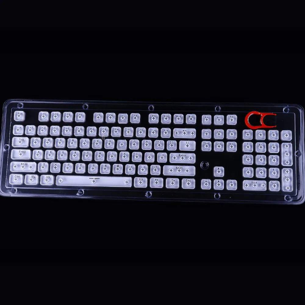 computer keyboard computer peripheral Low Profile Keycaps for MX Mechanical Keyboard ,White Crystal Edge Key Cap with Puller Hard Plastic 104 Keys Full Size US Layout computer keypad