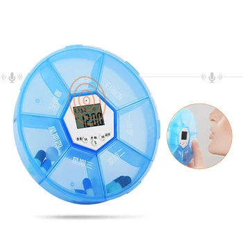 

Weekly Pill Organizer Digital Timer 7 Grid Pill Box Alarm Clock Reminder Tablet Dispenser Case