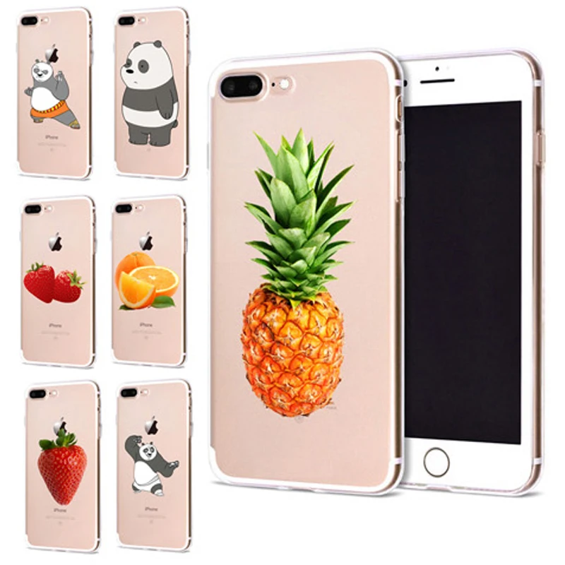 Funda For Apple iPhone 6 6S 7 Plus X 10 Fruits Panda Soft TPU Cover for Case Original Coque 8 B343 |