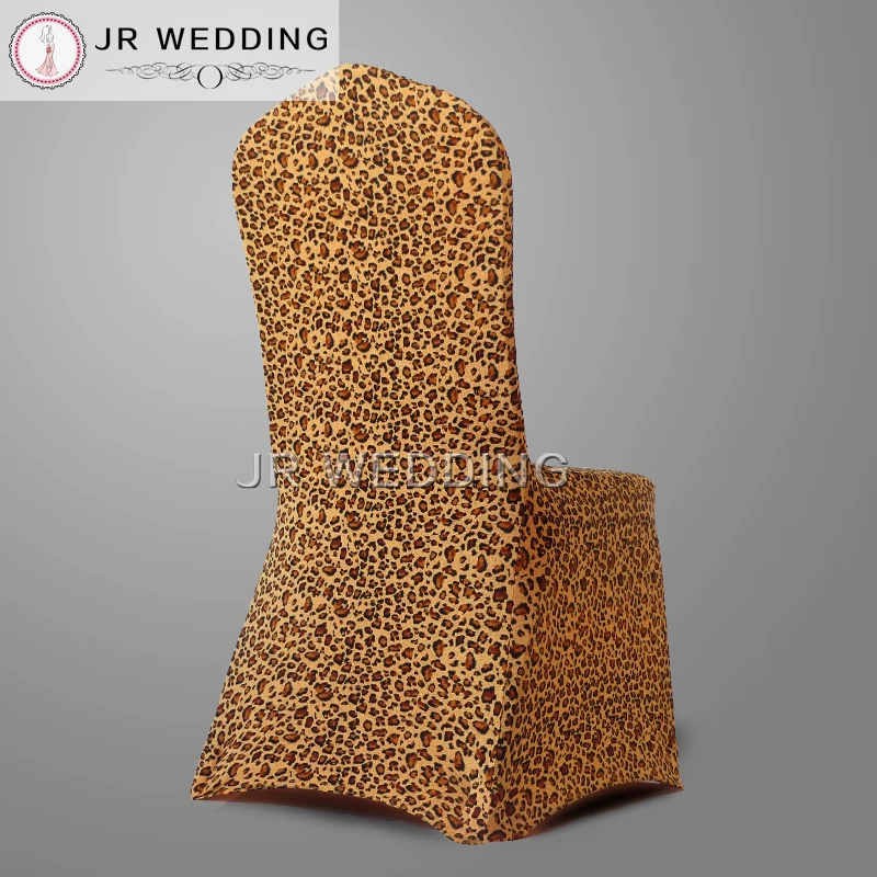 Free Shipping 2pcs Leopard Print Lycra Chair Cover Flat Front For Wedding Decoration Party High