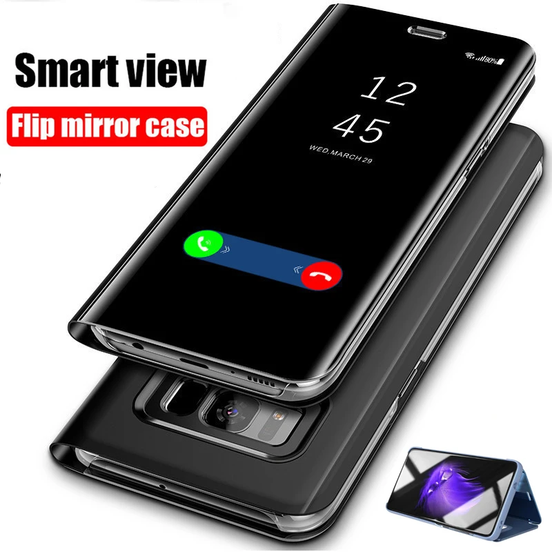 

Smart Mirror Flip Case For Samsung Galaxy S8 S9 Note 8 9 Clear View Front Back Phone Cover Sansun S10 Plus S10e S 10 Note9 Coque