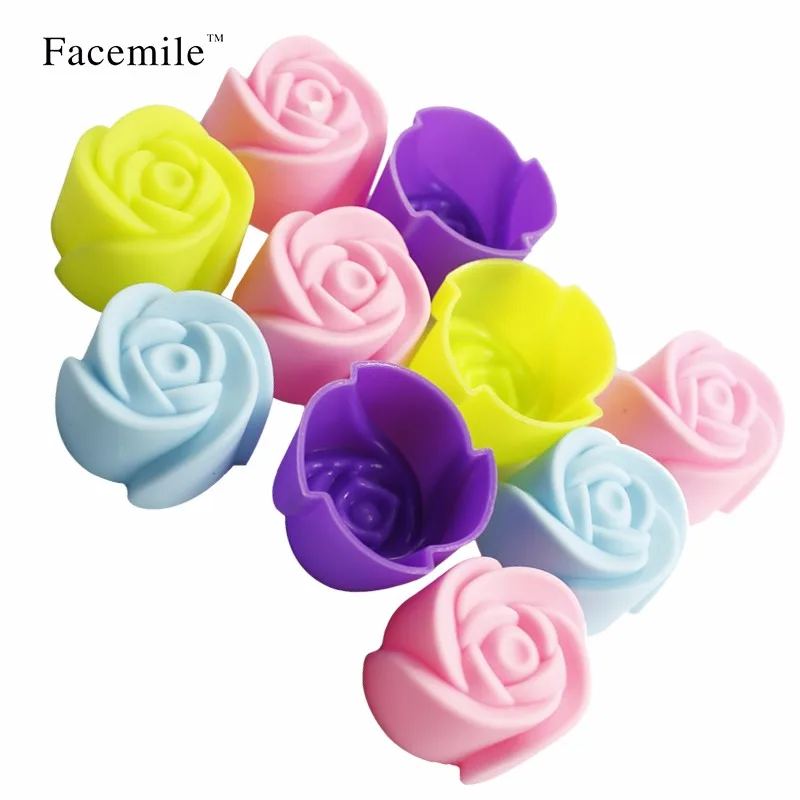 High Quality Rose Shape Silicone Gift Mold Muffin Cupcake Baking Dishes