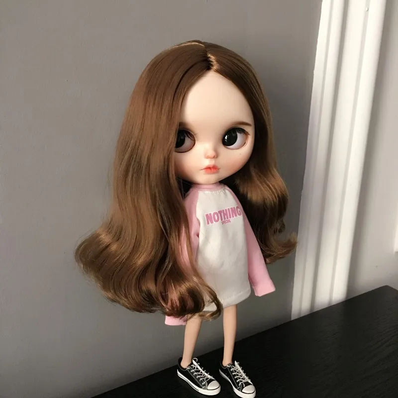 

White Pink lythe Doll Clothing 1/6 Barbies Licca Doll Long Letter Printing Hoodie Sweatshirt for Pullip Dolls AccessoriesT-shirt