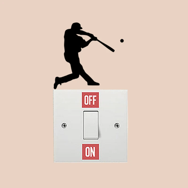 

Baseball Player Bedroom Light Switch Sticker Home Decor Wall Decal 6SS0476
