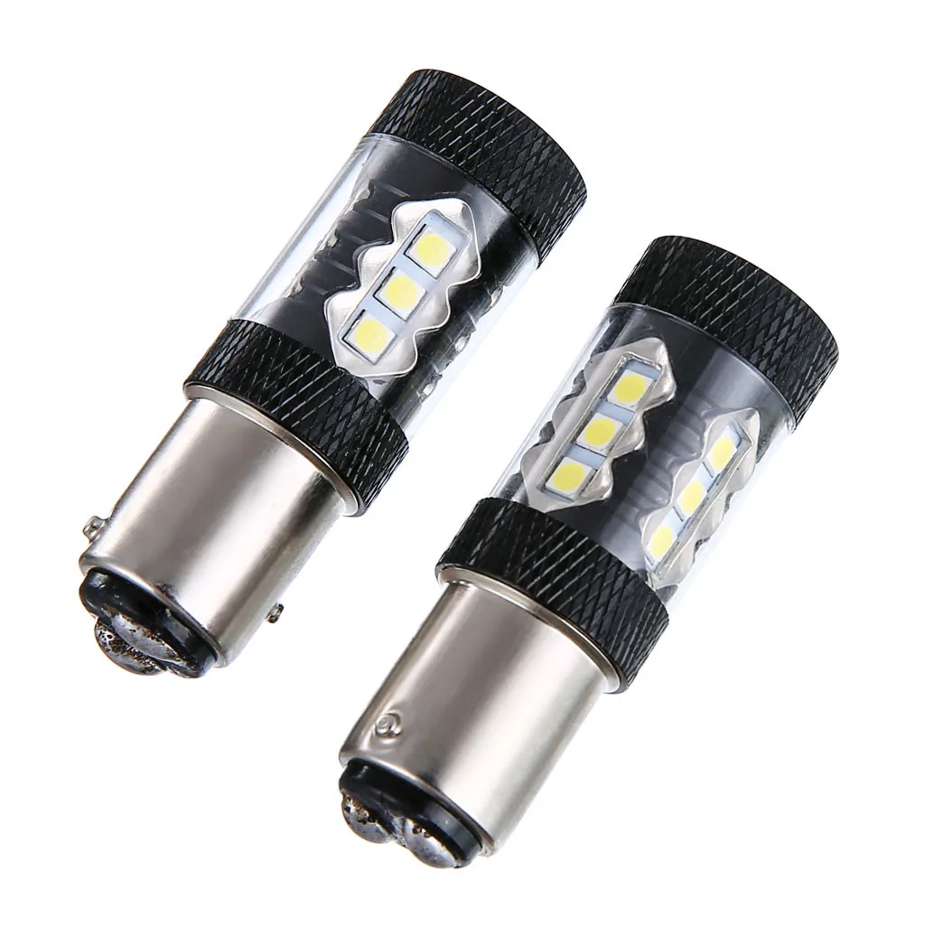 2pcs Car LED Light 3030 1157 BAY15D 16SMD 80W 6000K 900LM Brake White Turn Signal Bulb Bright |