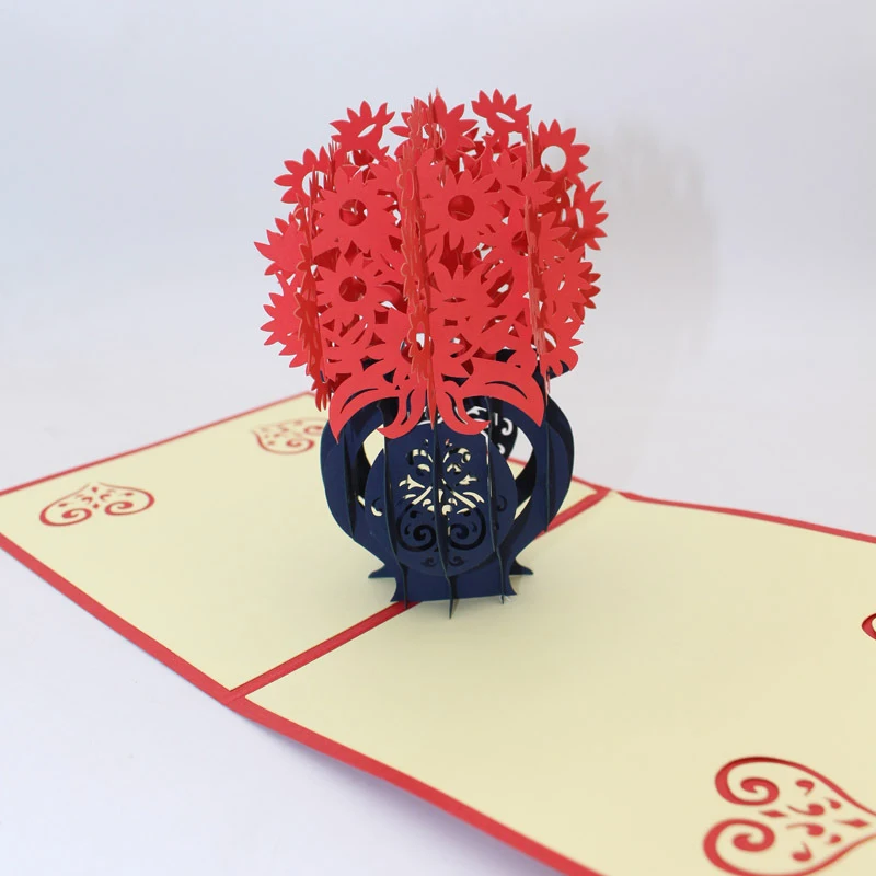  3D Handmade Gorgeous Flower Vases Paper Invitation Greeting Cards Business PostCard Mother's Day Te - 32914212830