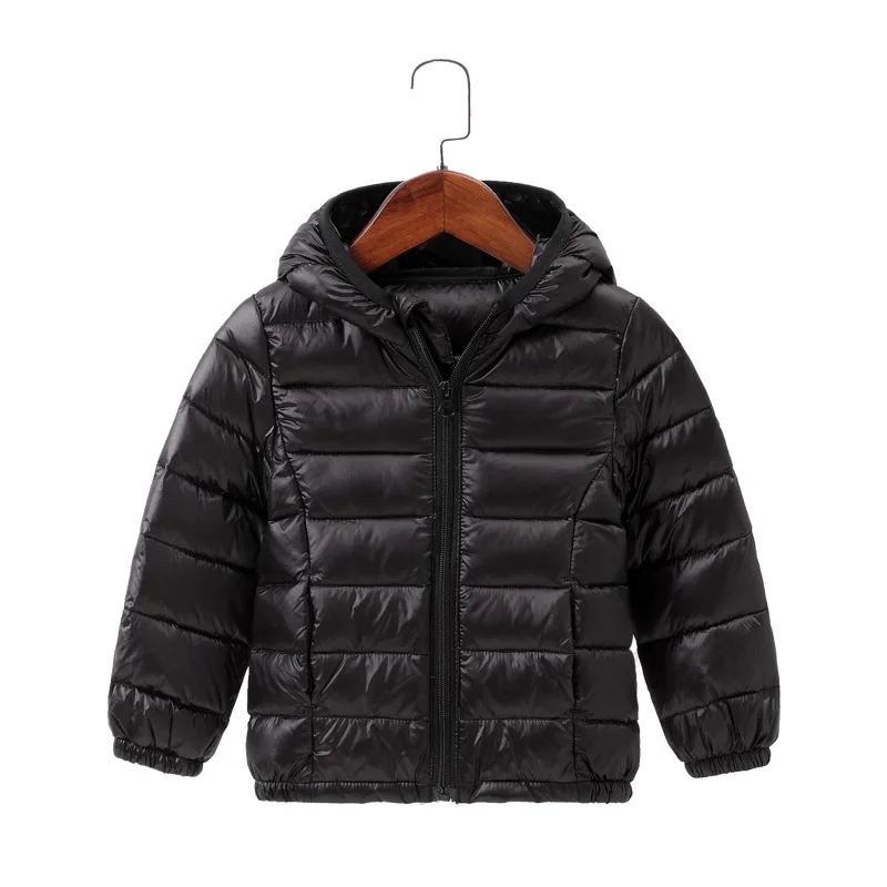 Осенне-зимние детские пуховики для девочек, детские теплые пуховые пальто для мальчиков от 2 до 8 лет, парки для маленьких девочек, верхняя одежда - Цвет: Черный
